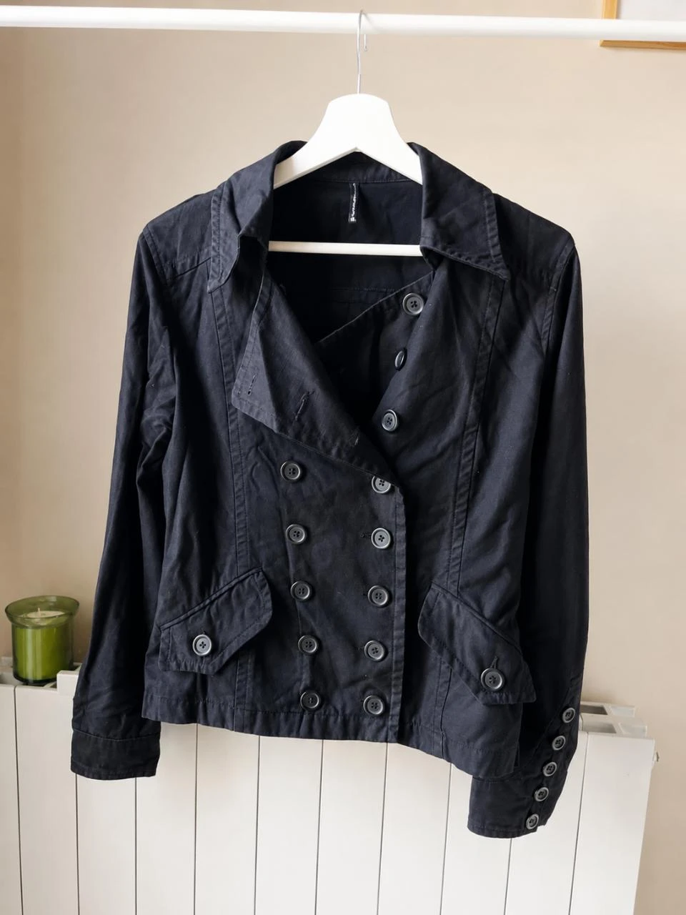 Veste preta Naf Naf com botões estilo trench tamanho M – Muito bom estado – photo 3